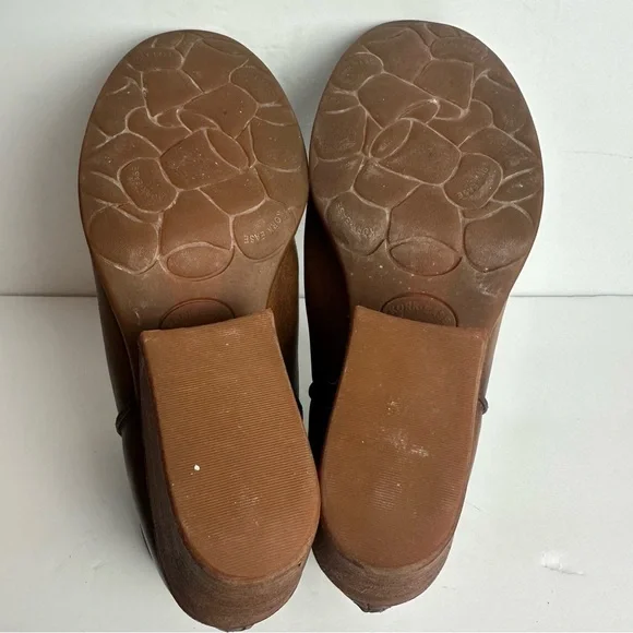 Kork-Ease Chandra Brown Leather Ankle Boots Women's Sz 9.5 Stacked Wooden Heel - Picture 7 of 10